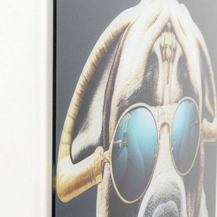Tableau en verre chien lunettes 60x80cm Kare Design