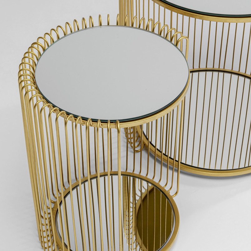 Glass and steel brass side tables - Wire Double - Kare Design