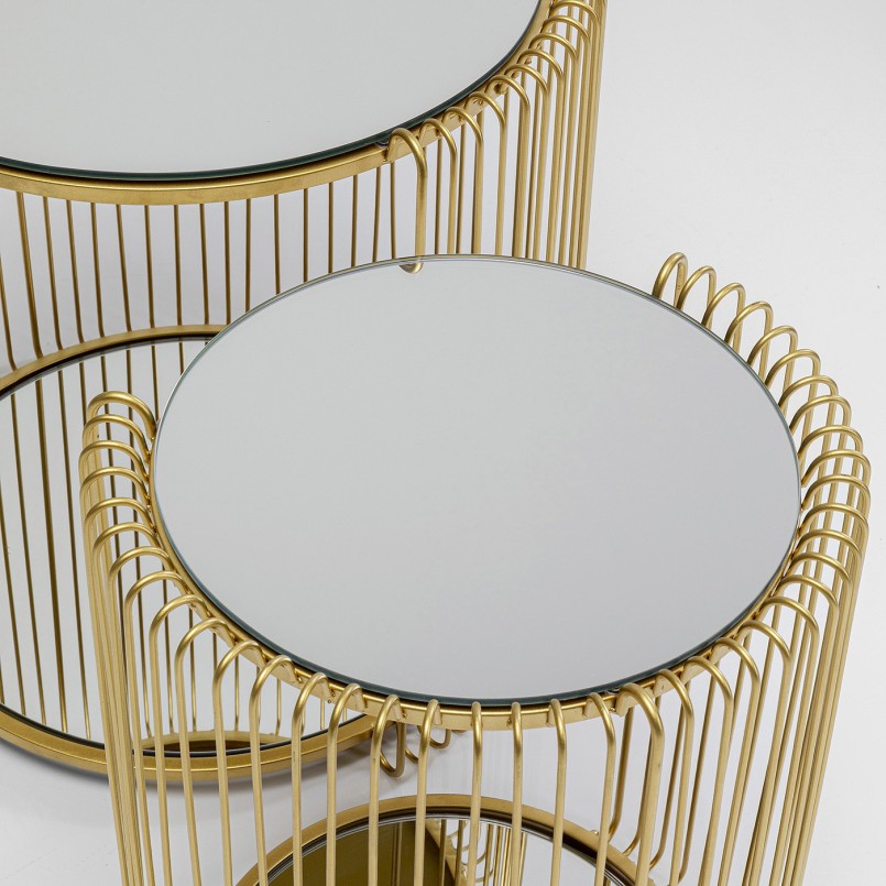 Glass and steel brass side tables - Wire Double - Kare Design