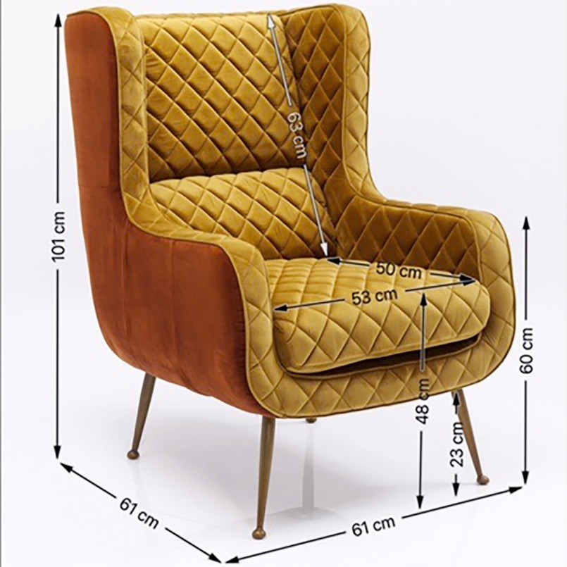 Fauteuil en velours ocre imprimés jungle - Nona - Kare Design