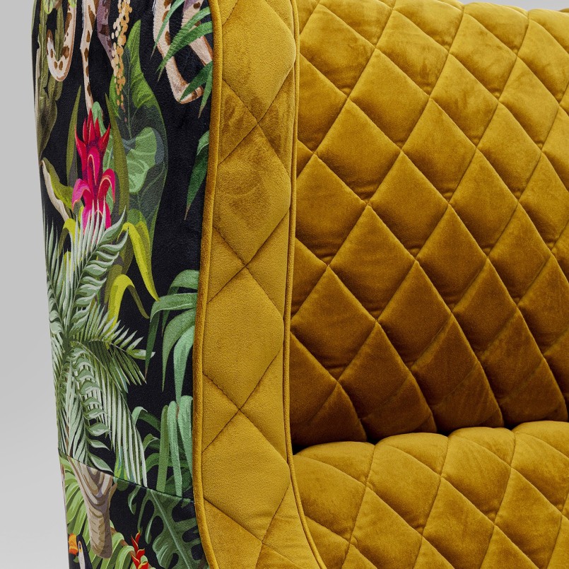Fauteuil en velours ocre imprimés jungle - Nona - Kare Design