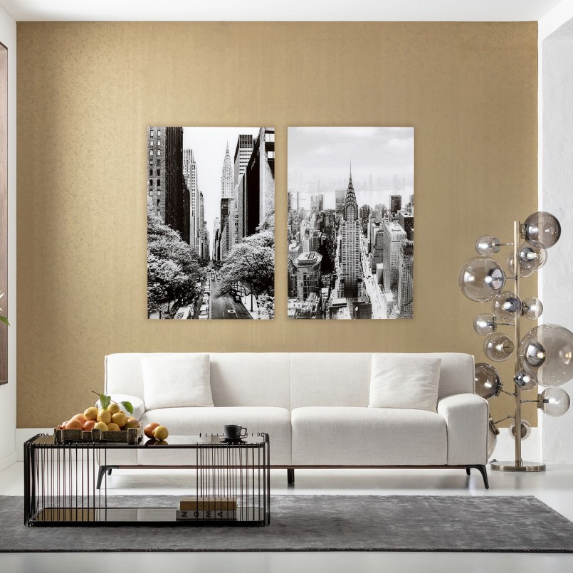 Golden floor lamp with smoked glass globes - Balloon - Kare Design