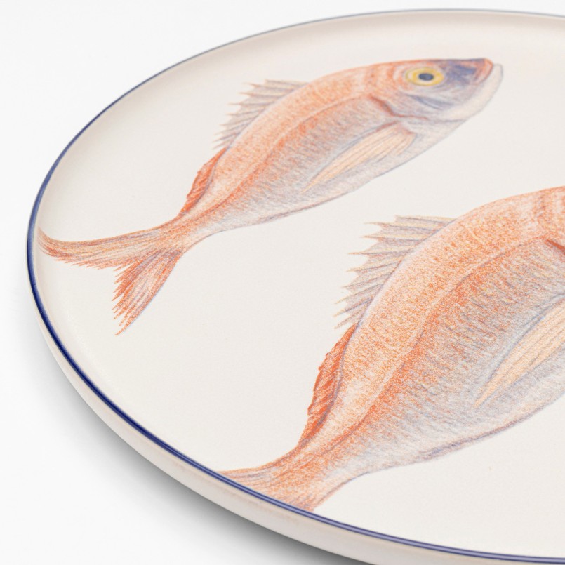 Assiettes en grès poissons rouges et bleus - Kare Design