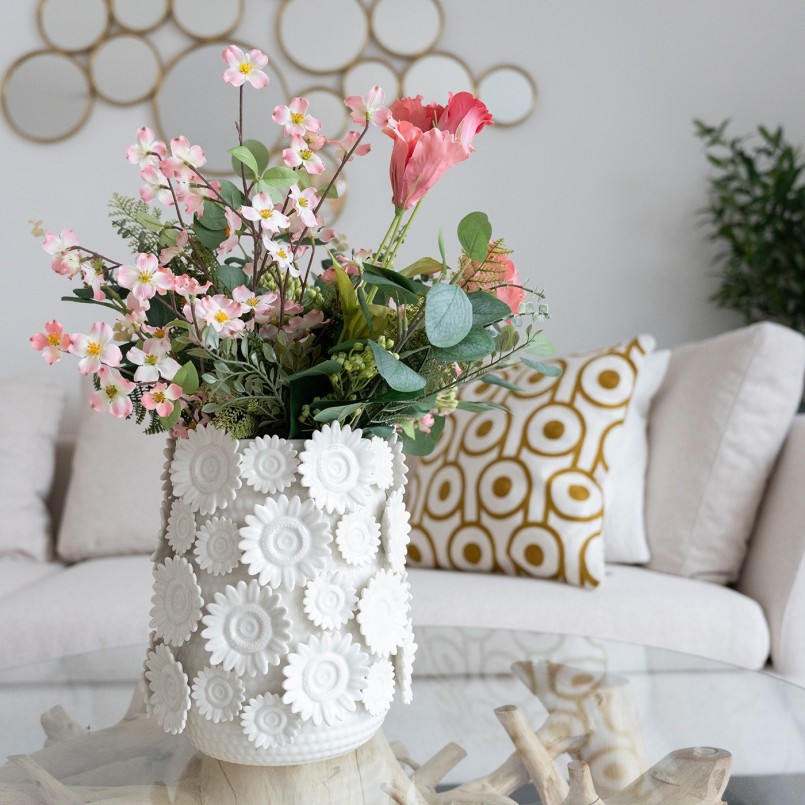 Vase tournesols blancs en porcelaine - Kare Design