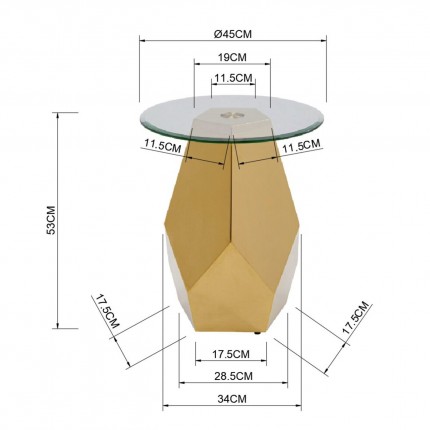Table d'appoint Ricchezza 45cm dorée Kare Design