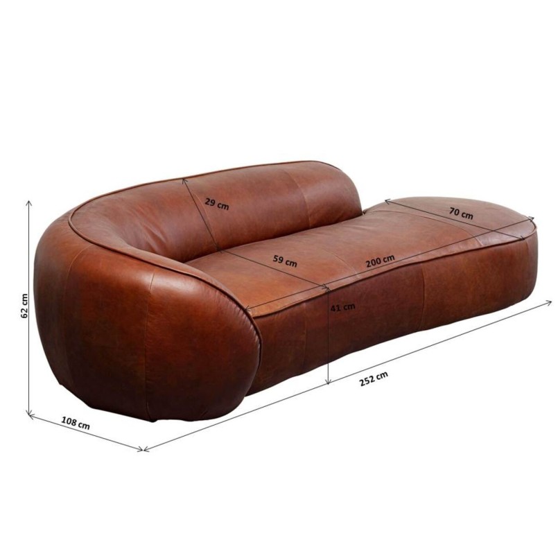 Méridienne vintage en cuir marron - Wonder - Kare Design