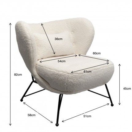 Armchair Jacky Teddy white Kare Design