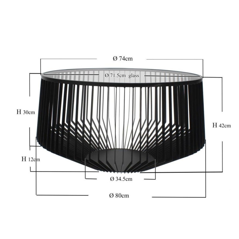 Table basse en verre et acier noir - Corinne - Kare Design