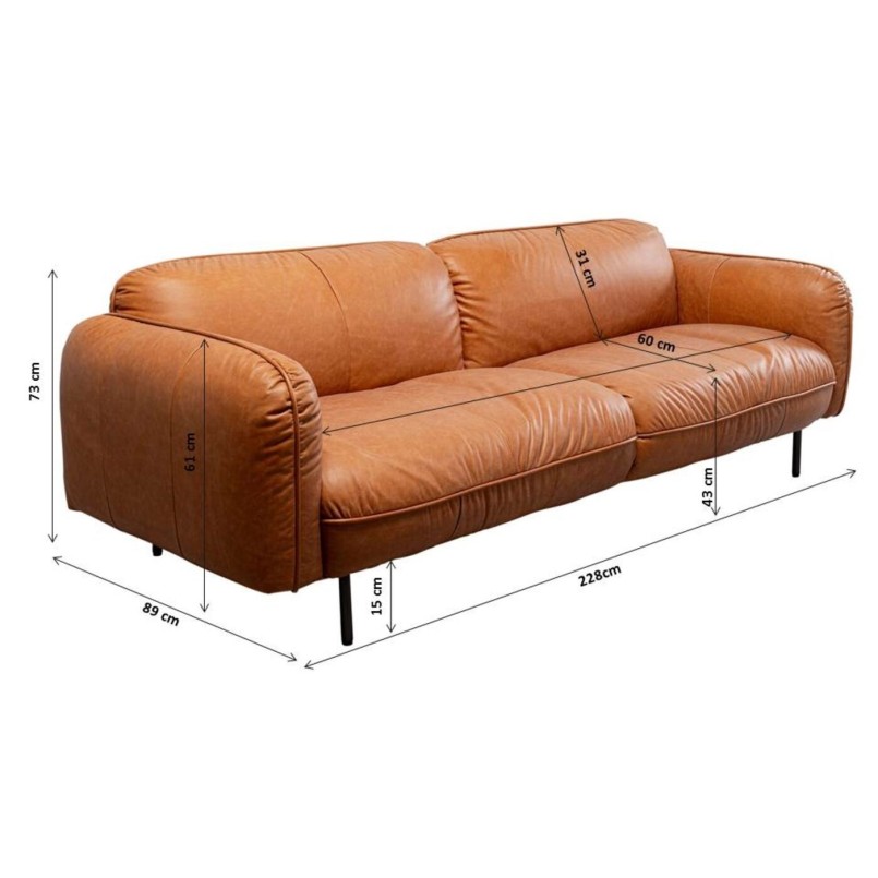 Vintage light brown leather sofa - Calgary - Kare Design
