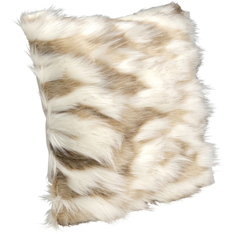 Coussin blanc et beige à poils longs - Shaky - Kare Design
