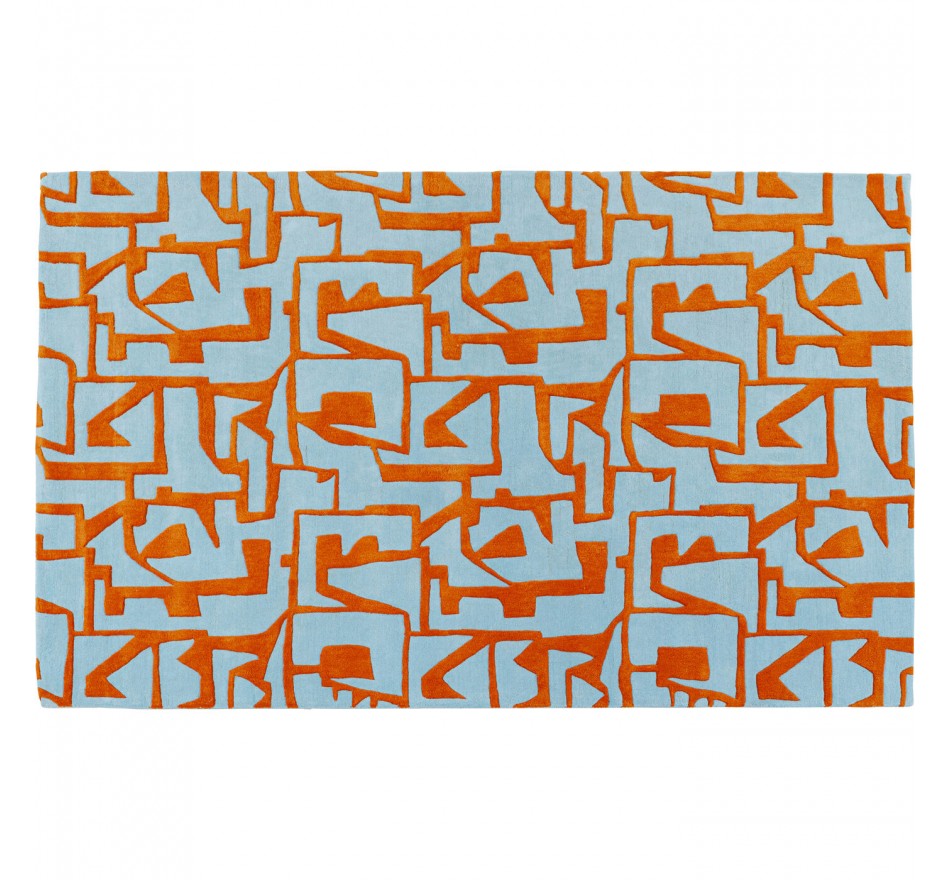 Tapis Labirinto 300x200cm bleu et orange Kare Design