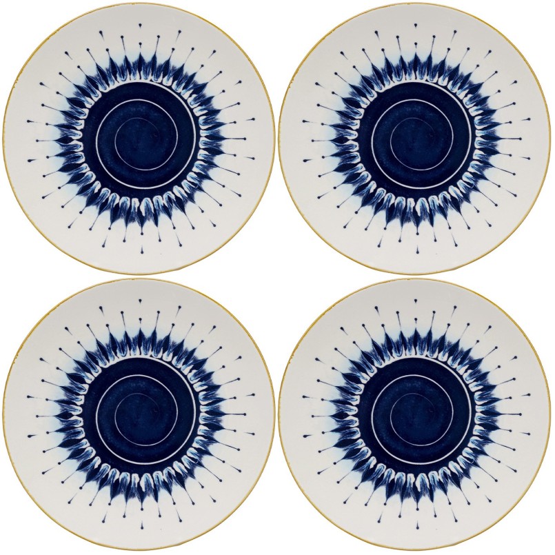 Assiettes en porcelaine blanche et bleue - Dalia - Kare Design