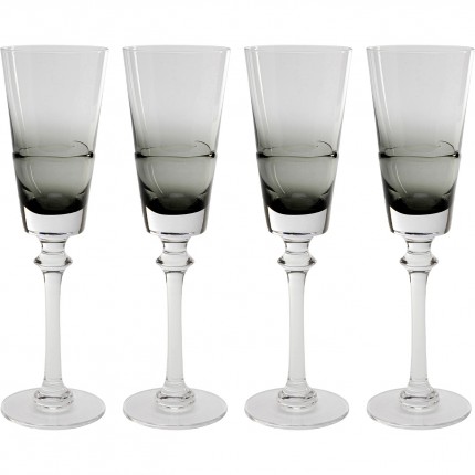Flûtes à champagne Mimi grises set de 4 Kare Design