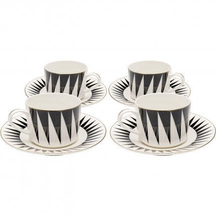 Tasses à café Harlequin noires et blanches set de 4 Kare Design