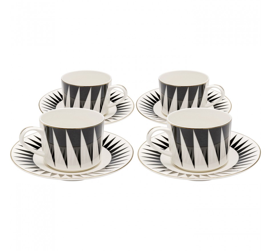 Tasses à café Harlequin noires et blanches set de 4 Kare Design Tasses à café Harlequin noires et blanches set de 4 Kare Design