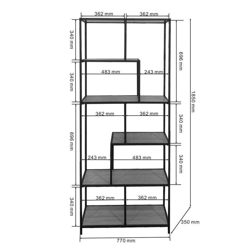 Black six-tier steel shelf - Loftie - Kare Design