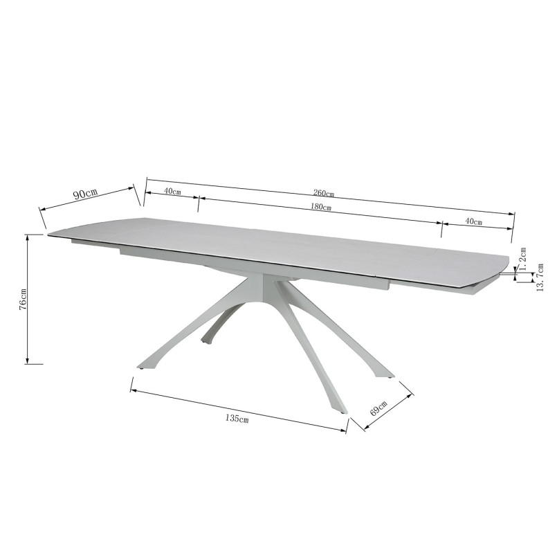 Extension Table Lana 260x90cm beige Kare Design