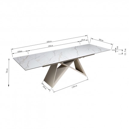 Extension Table Nelly 260x90cm Kare Design