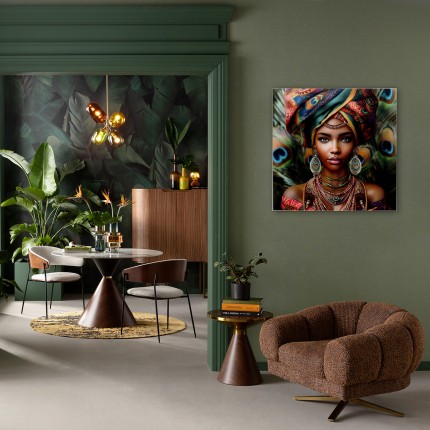 Tableau en verre femme paon 100x100cm Kare Design Tableau en verre femme paon 100x100cm Kare Design