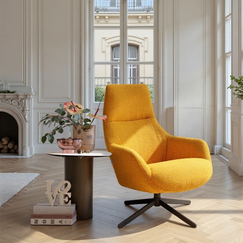 Fauteuil jaune pivotant avec accoudoirs - Mimi - Kare Design