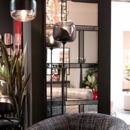 Modern black floor lamp in glass and steel - Goblet Ball - Kare Design