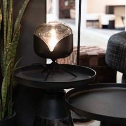 Lampe de table en acier noir et verre teint - Goblet Ball - Kare Design
