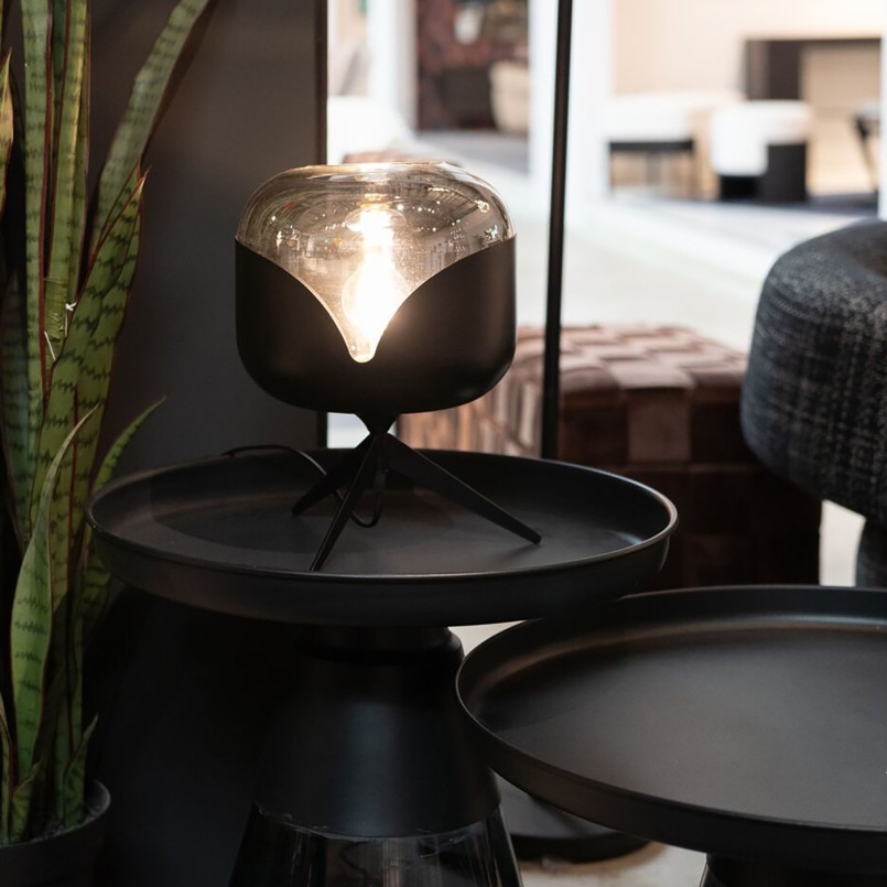 Lampe de table en acier noir et verre teint - Goblet Ball - Kare Design