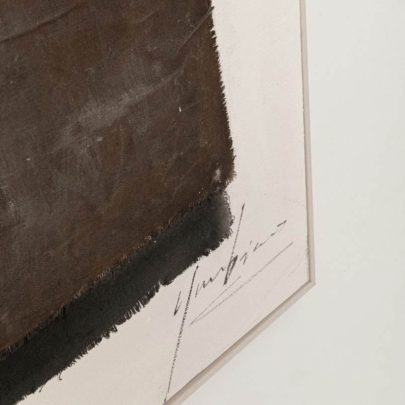 Tableau abstrait beige, marron et noir - Lontano - Kare Design