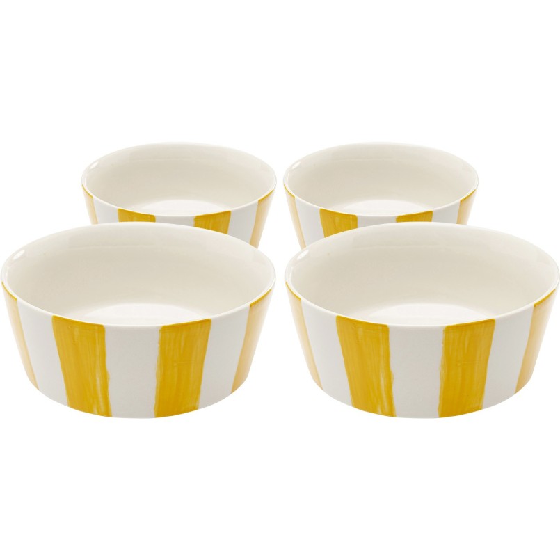 Bols rayés jaunes et blancs - Cocina - Kare Design