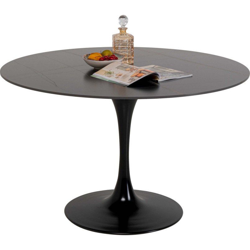 Table ronde en grès noir et blanc - Invitation - Kare Design
