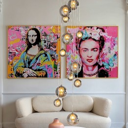 Tableau muse rose strass et graffiti - La Viva - Kare Design