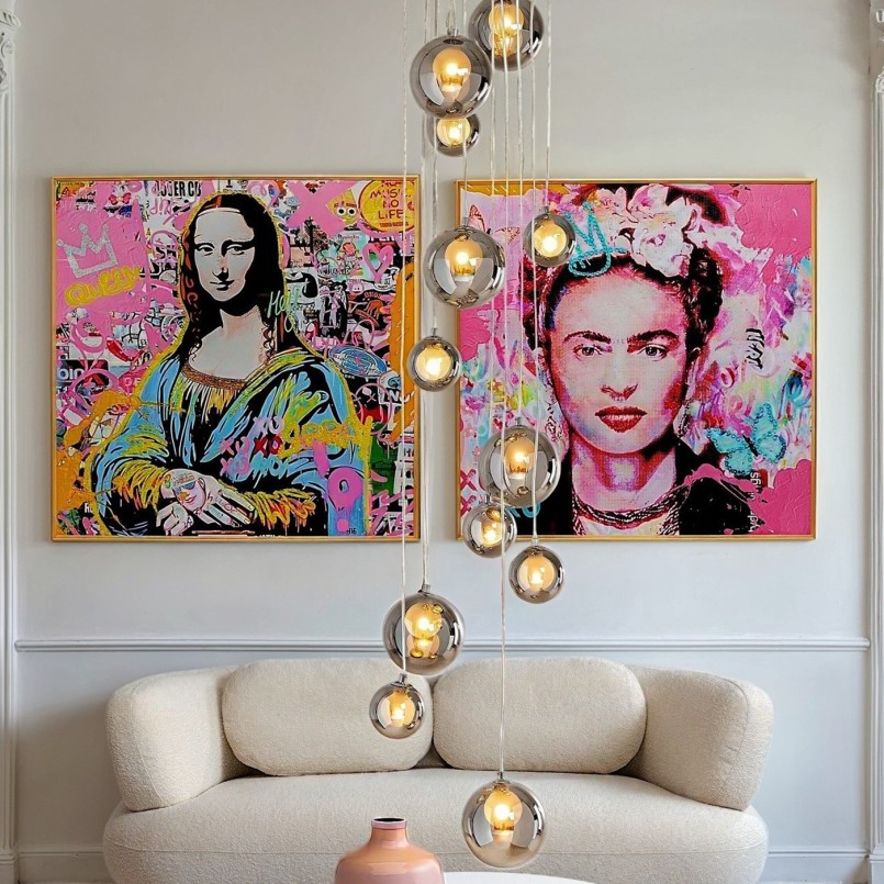 Pink rhinestone and graffiti painting - La Viva - Kare Design