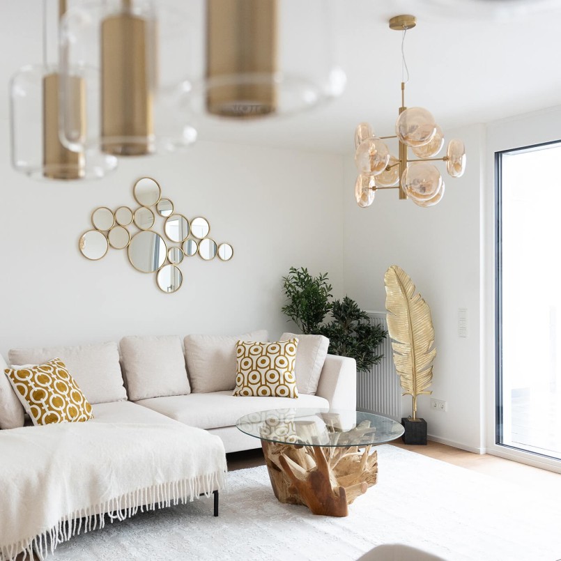 Retro golden steel and glass suspension - Headlight - Kare Design