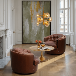 Brown leather swivel armchair - Music Hall - Kare Design