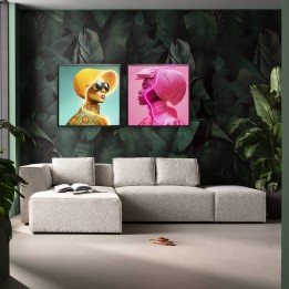 Tableau LED femme avec un chapeau jaune - Kare Design