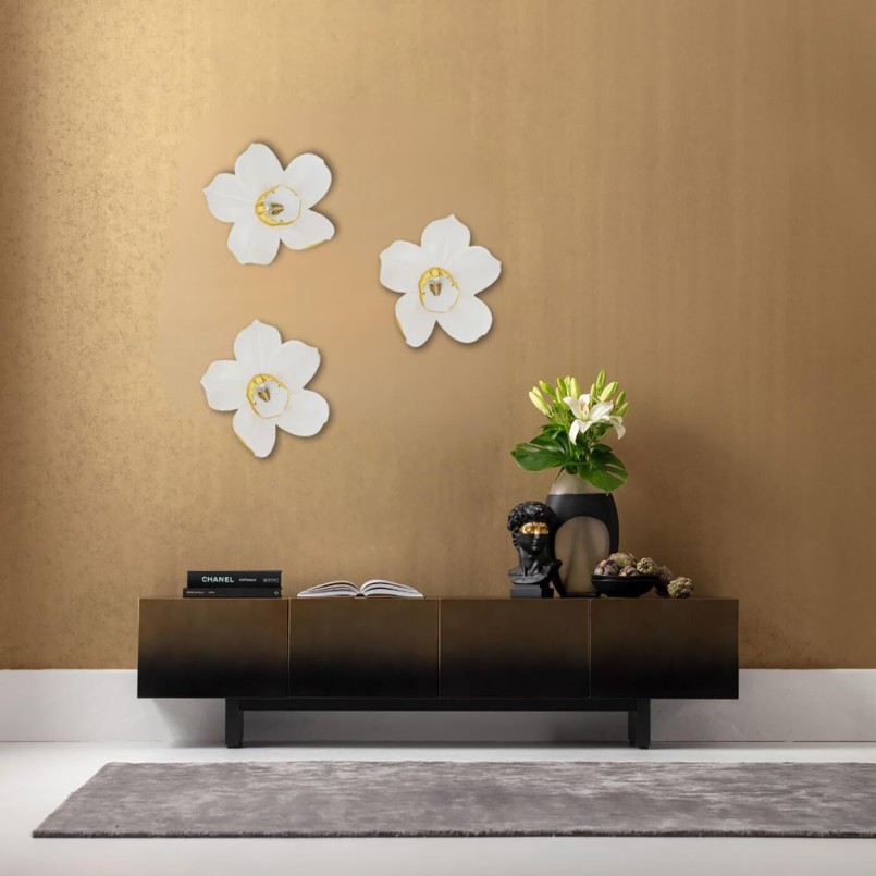 White and golden orchid wall decoration - Kare Design
