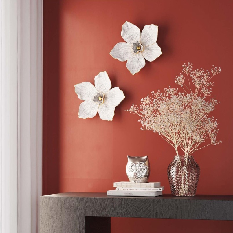 White and golden orchid wall decoration - Kare Design