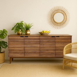 Buffet 4 portes en manguier massif sculpté - Santos - Kare Design
