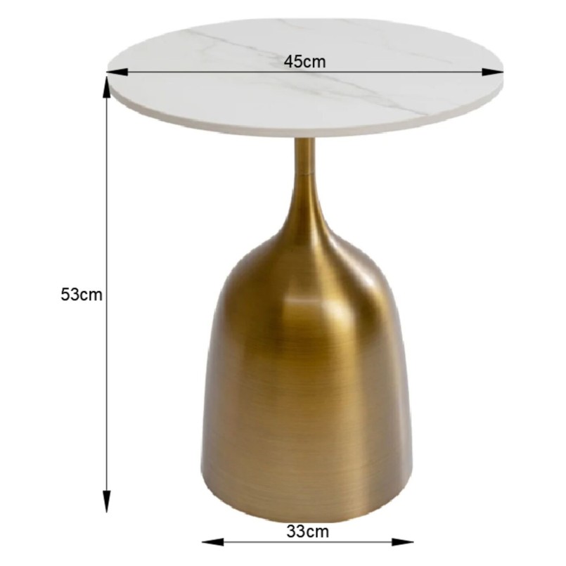 White ceramic gold side table - Nube Tulip - Kare Design