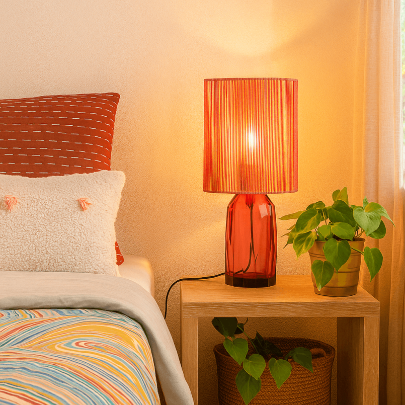 Lampe rose en verre et fils de tissu - Veccio - Kare Design