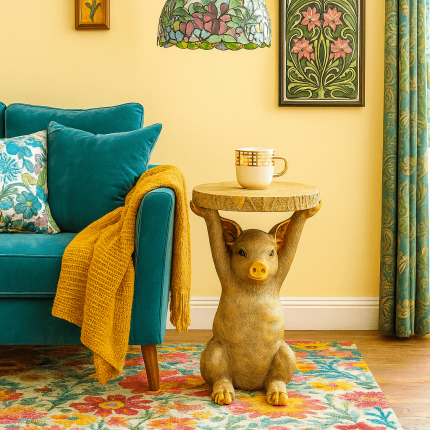 Table d'appoint Animal cochon doré Kare Design Table d'appoint Animal cochon doré Kare Design