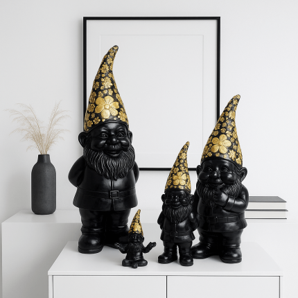 Déco nain zen fleurs 19cm noir Kare Design