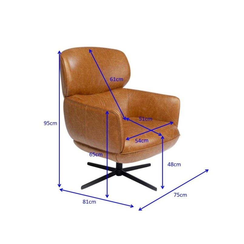 Leather swivel armchair - Ottowa - Kare Design