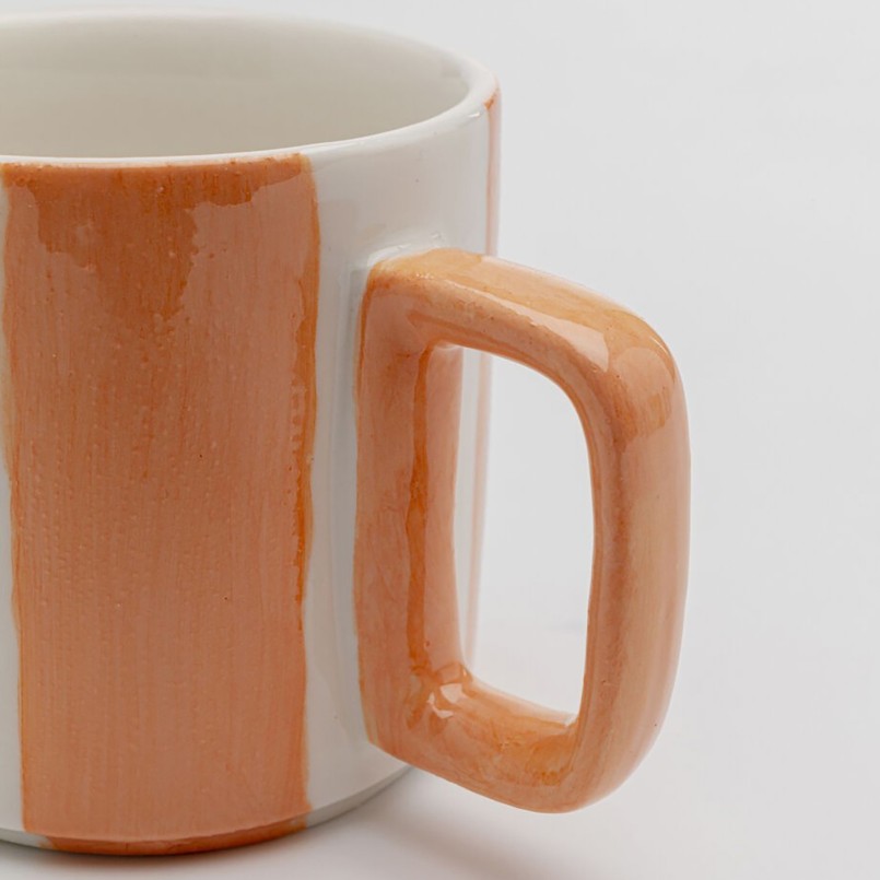 Tasses rayées oranges et blanches - Cocina - Kare Design