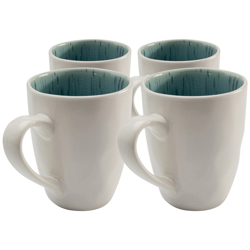 Mugs en grès bleu et blanc - Mustique - Kare Design