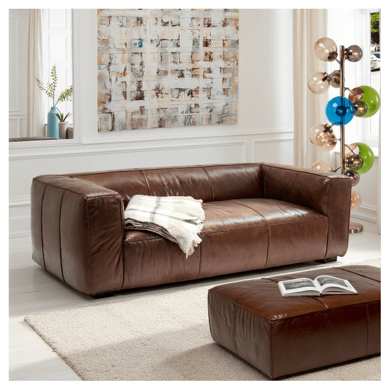 Repose-pieds vintage en cuir - Cubetto - Kare Design
