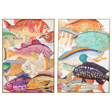 Framed Picture Fish Meeting 40x50cm (2/Set) Kare Design