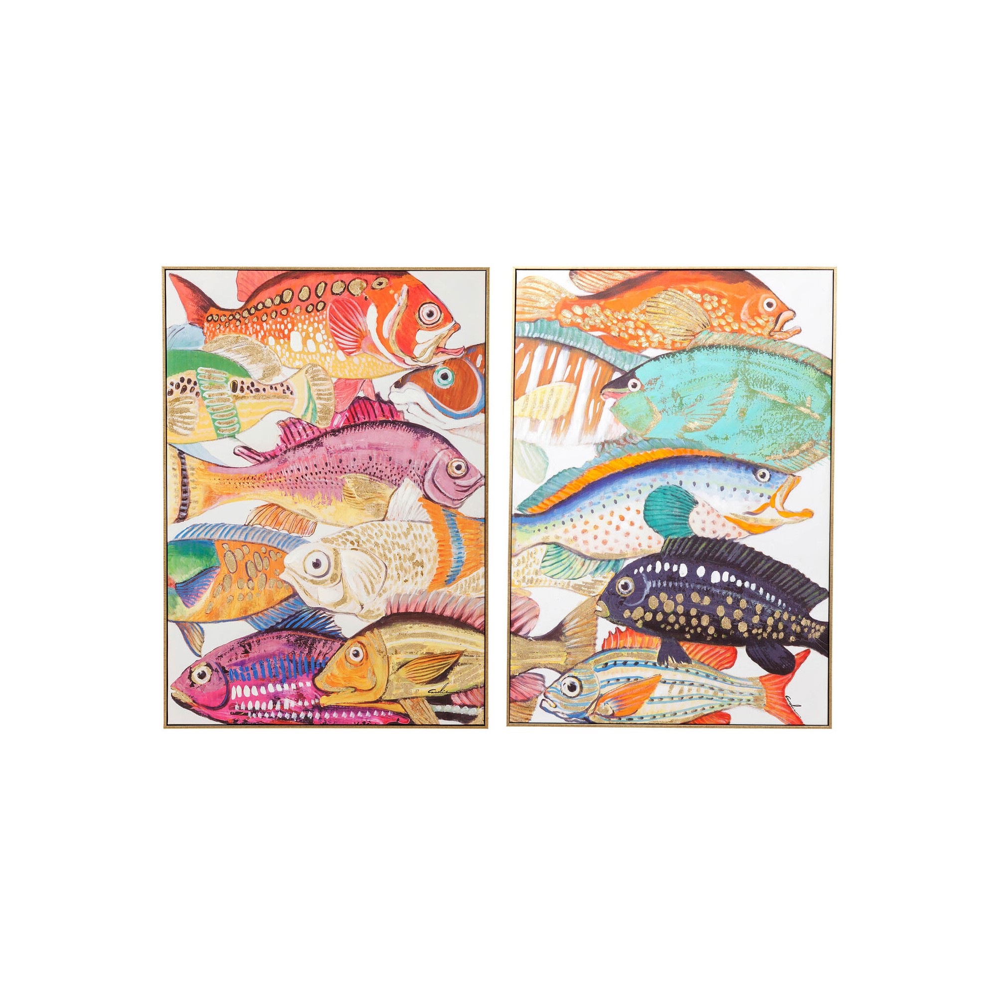 Tableaux Fish Meeting 40x50cm set de 2 Kare Design