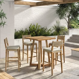 Table de bar de jardin carrée en teck - Ella - Gescova