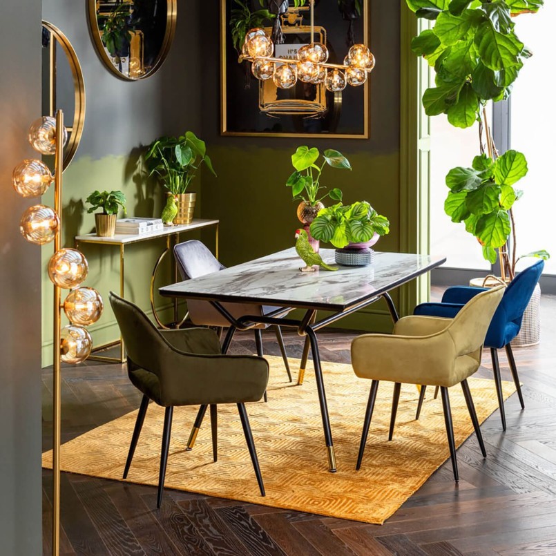 Chaise avec accoudoirs velours bleu - San Francisco - Kare Design